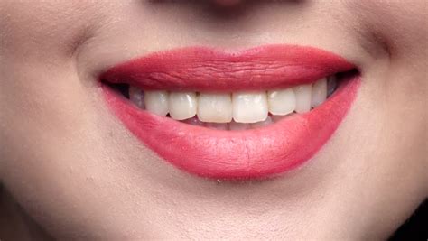 Beautiful Female Red Lips, Smile. Close Up Stock Footage Video 15405391 - Shutterstock