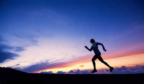 Female Runner Silhouette, Running into Sunset Stock Image - Image of active, road: 34958049