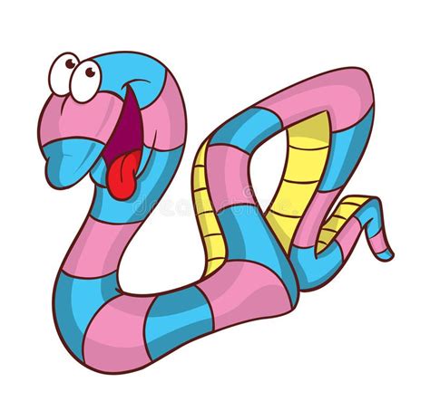 Snake cartoon illustration. Stripy smiling happy snake cartoon , #AD, #illustration, #cartoon, # ...