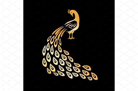 Gold peacock. Golden peafowl logo | Animal Illustrations ~ Creative Market