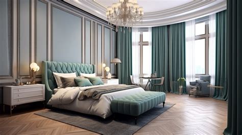 An Elegant Modern Bedroom Interior Design Background, 3d Rendering ...