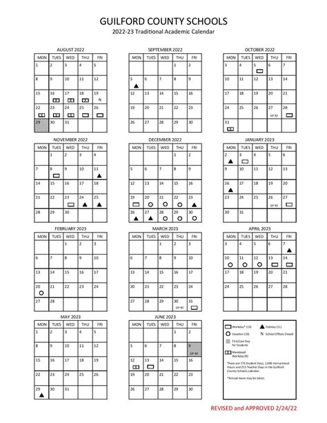 Guilford County School Calendar 2022-2023 in PDF