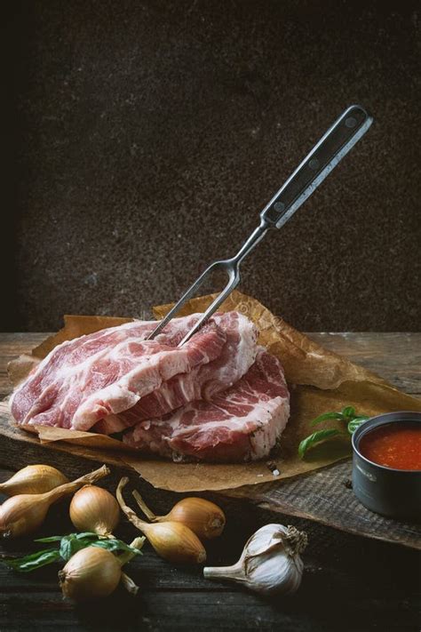 Raw meat pork steak stock image. Image of grill, pork - 79164779