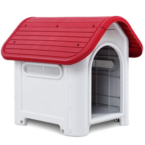 Up to 30 lbs Waterproof Plastic Dog Cat Kennel Puppy House Outdoor Pet Shelter Red SMALL ...