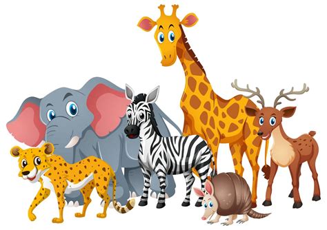 Wild animals together in group 370032 Vector Art at Vecteezy