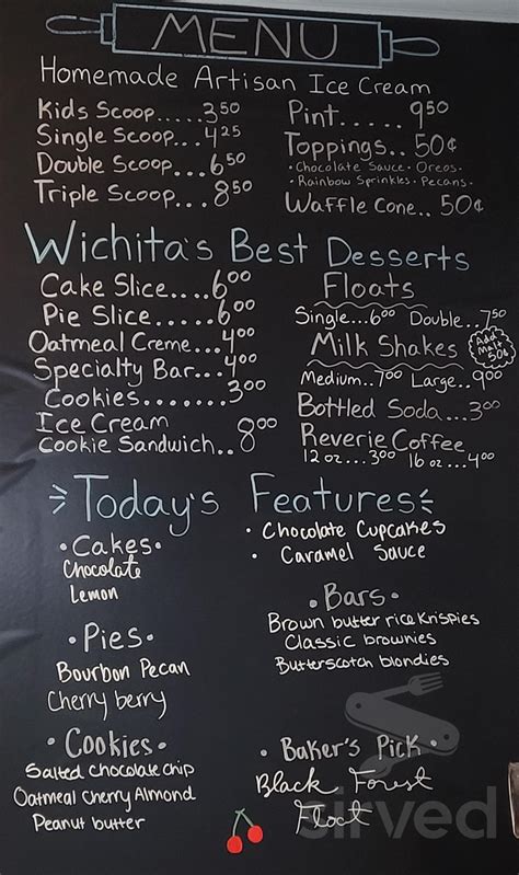 Frost menu in Wichita, Kansas, USA