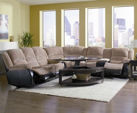 Tan & Espresso Two-Tone Modern Reclining Sectional Sofa