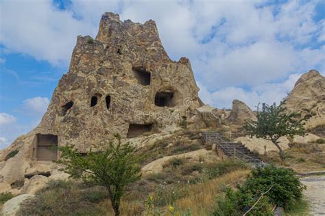 Old Cave Dwellings Near Goreme Town in Cappadocia, Turk Stock Image ...