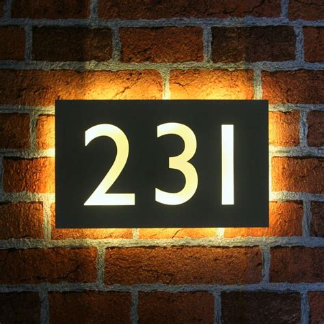 Illuminated House Number Plaque - Gill Sans in 2020 | Illuminated house ...