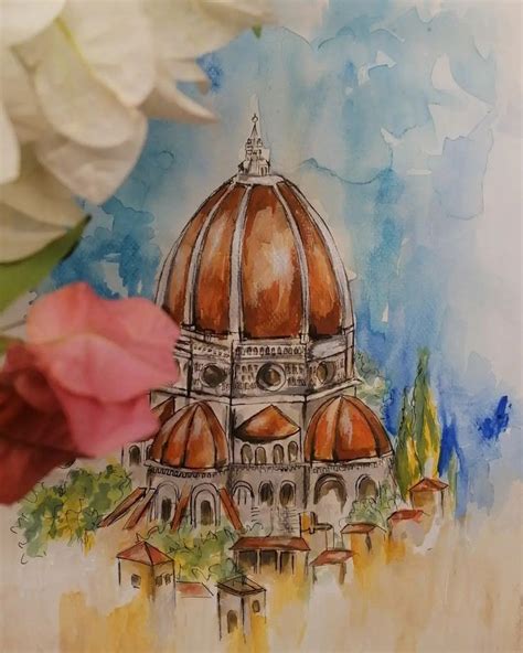 The dome of Florence in watercolor