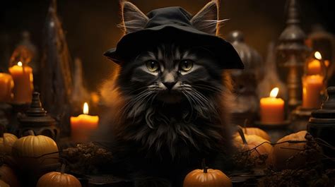 Premium AI Image | Halloween black cat background