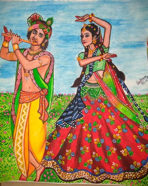 Simple Cute Radha Krishna Drawing For Kids Goimages Power - Bank2home.com