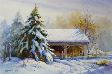 Watercolor Painting Of Winter Scenes