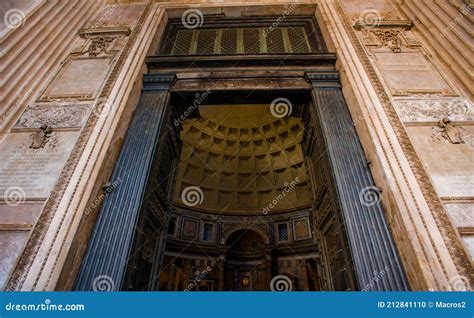 Pantheon Entrance and Roof of a Large Historic Building with a Large ...