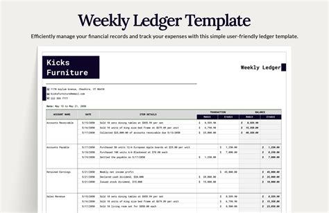 Weekly Ledger Template in Excel, Google Sheets - Download | Template.net