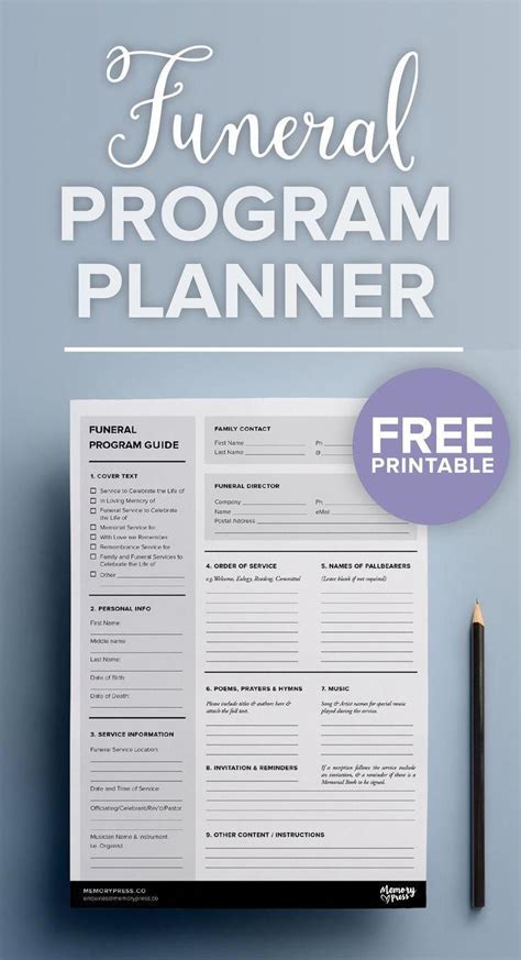 A FREE downloadable/printable PDF to help you in planning a funeral program. Easy one click ...