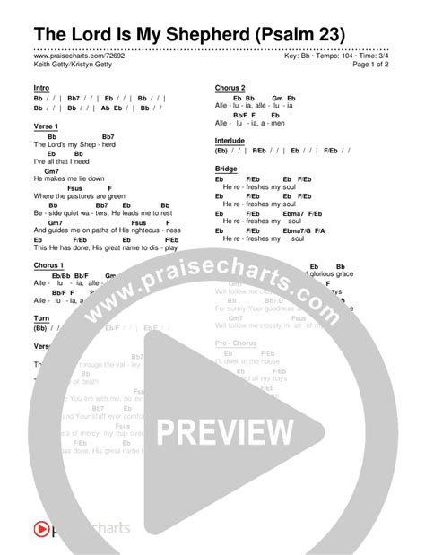 The Lord Is My Shepherd (Psalm 23) Chords PDF (Keith & Kristyn Getty) - PraiseCharts