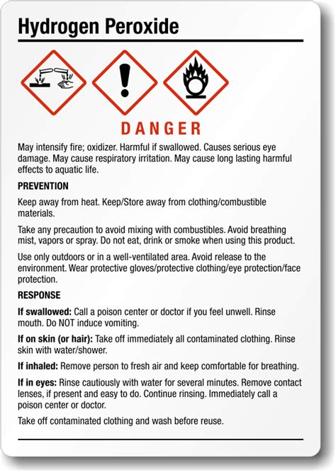 Hydrogen Peroxide GHS Labels