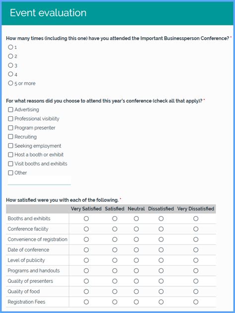 Event Evaluation Form Template | Formsite