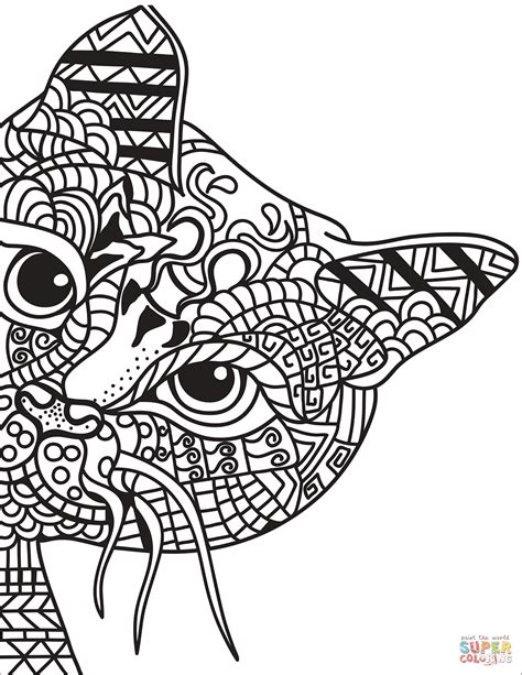 Zentangle Cat coloring page | Free Printable Coloring Pages | Cat ...