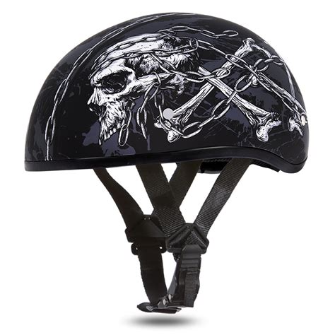 DOT Motorcycle Half Helmet With Skull & Chains