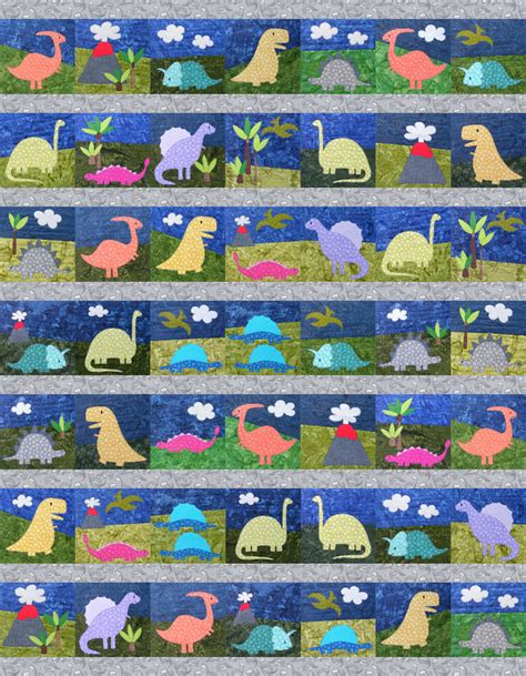 Dinosaur Quilt Pattern – Shiny Happy World