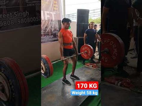 Deadlift 170 KG 👹 PR Only 58kg Body weight Convenational lift 🔥 #shorts ...