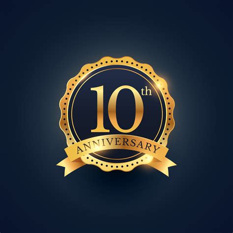 10th anniversary celebration badge label in golden color - Download Free Vector Art, Stock ...