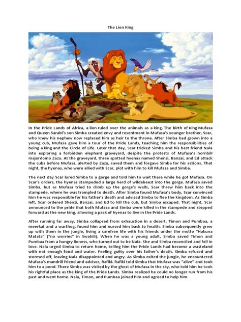 The Lion King Narrative Text