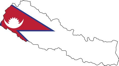 Nepal map city color of country flag. 12177241 PNG