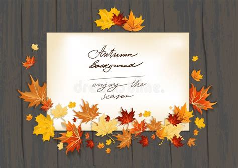 Fall Leaves on Wood Background Stock Vector - Illustration of drawing, background: 120516173