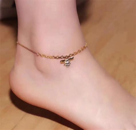 NEW 925 sterling silver zircon ankle bracelet personality insect bee anklet foot jewellery ...