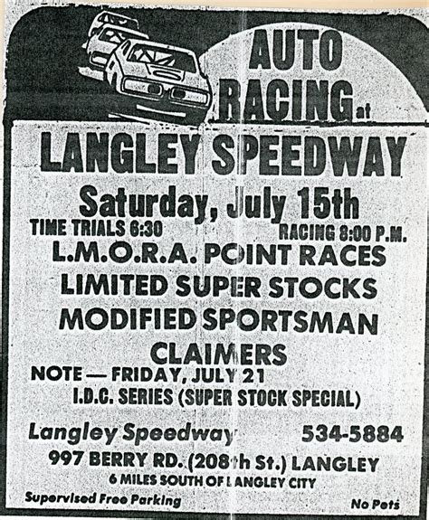 racin' thru the raindrops: Saturday, July 15, 1978, Langley Speedway