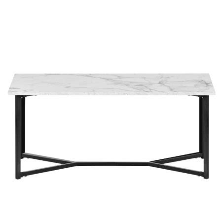 Rectangle Modern Marble Coffee Table with Metal Stylish X-Leg Base, Wooden Coffee Table Storage ...