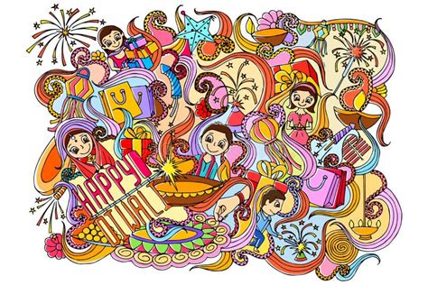 Happy Diwali Doddle Drawing Stock Vector - Illustration of celebration ...