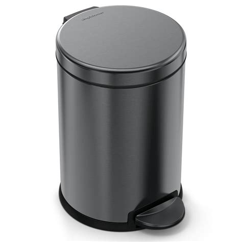 simplehuman 1.2 Gal. Round Step Trash Can in Black Stainless Steel-CW2070 - The Home Depot