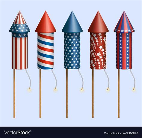 Set of firework rockets with design, for fourth of july, EPS 10 ...