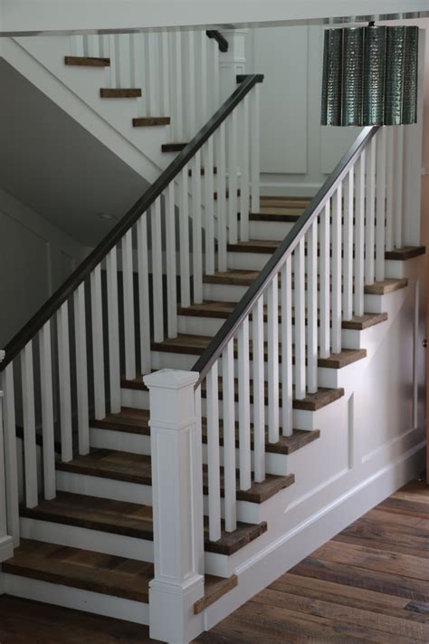 reclaimed wood staircase + white stair railing + stairway | Stair ...