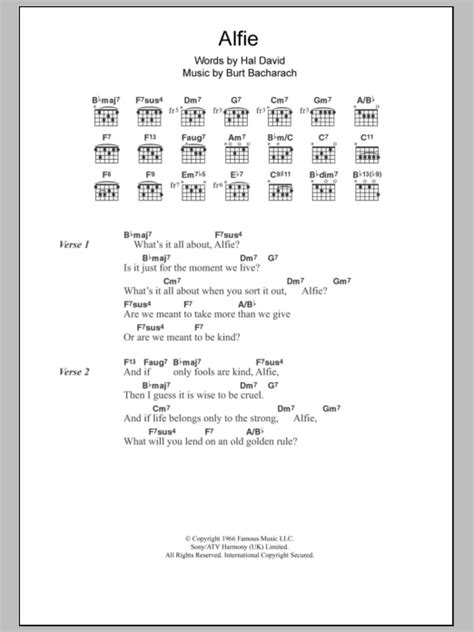 Alfie Sheet Music | Cilla Black | Lyrics & Chords