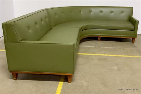 2-piece Curved Sectional with Walnut Base - MCM Sofas, Sectionals, & Loveseats For Sale - Sweet ...