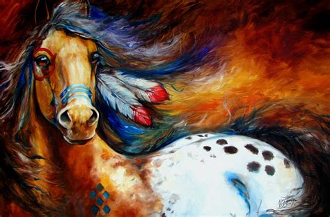 Spirit Indian Warrior Pony Painting by Marcia Baldwin