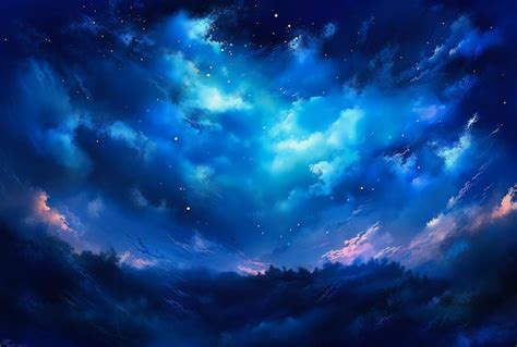 Premium AI Image | A blue night sky with stars and clouds