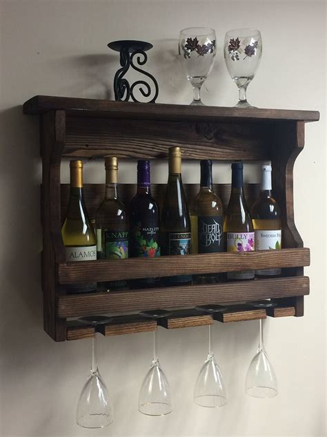 Wooden wine rack Wall mounted wine rack Handmade wine rack