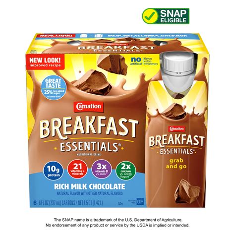 Carnation Breakfast Essentials Nutritional Drink, Rich Milk Chocolate, 10 g Protein, 6 - 8 fl oz ...