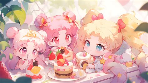 Cute Anime Kids Eat Cakes Desktop Wallpaper - Anime Wallpapers