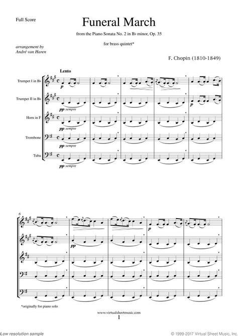 Chopin - Funeral March sheet music for brass quintet [PDF] | Sheet ...