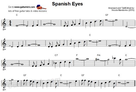 SPANISH EYES Easy Guitar Lesson: GuitarNick.com