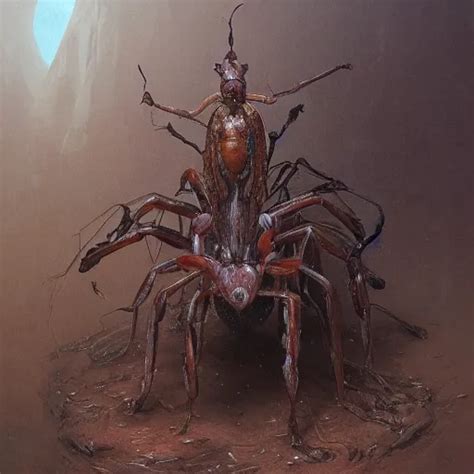 A painting of an anthropomorphic ant queen standing on | Stable ...