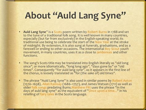 Auld Lang Syne Meaning / Auld lang syne is the title and key phrase of ...