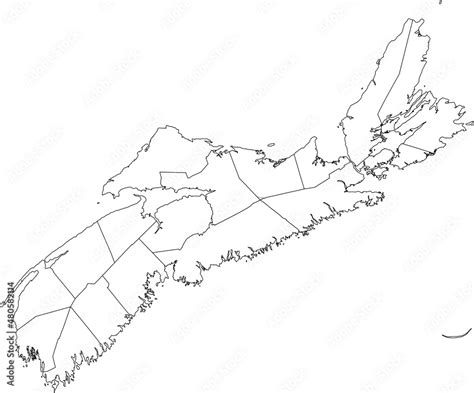 White flat blank vector administrative map of the counties of Canadian ...